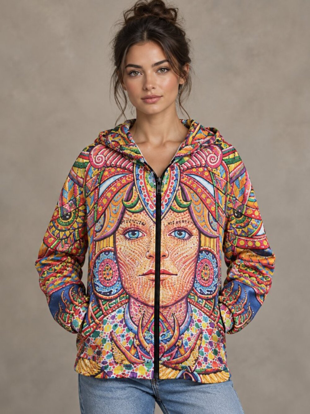 Let's Rage Zip Up Hoodie Multi Coloured